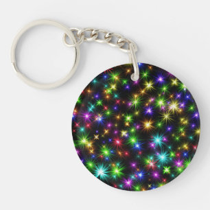 Kleurrijke Kerstster Stralen Patroon Sleutelhanger