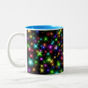 Kleurrijke Kerstster Stralen Patroon Tweekleurige Koffiemok