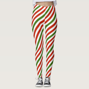Kleurrijke kerststrepen leggings