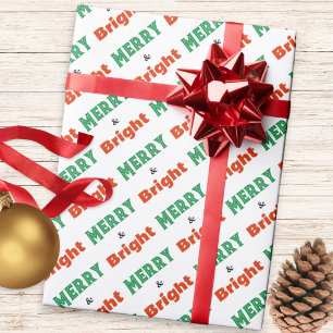 Kleurrijke Kersttekst Rode Groene Witte Patronen Cadeaupapier