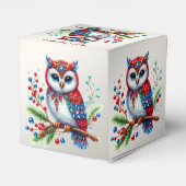 Kleurrijke kerstuil vakantie geschenkdoos bedankdoosjes (Achterkant)