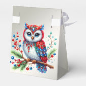 Kleurrijke kerstuil vakantie geschenkdoos bedankdoosjes (Achterkant)