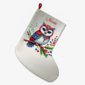 Kleurrijke kerstuil vakantie opslag grote kerstsok (Voorkant (Hangend))