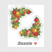 Kleurrijke Kerstvakantie Bough Sticker (Vel)