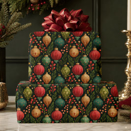 Kleurrijke Kerstvakantie Ornament Cadeaupapier