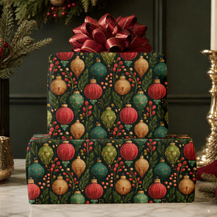 Kleurrijke Kerstvakantie Ornament Cadeaupapier