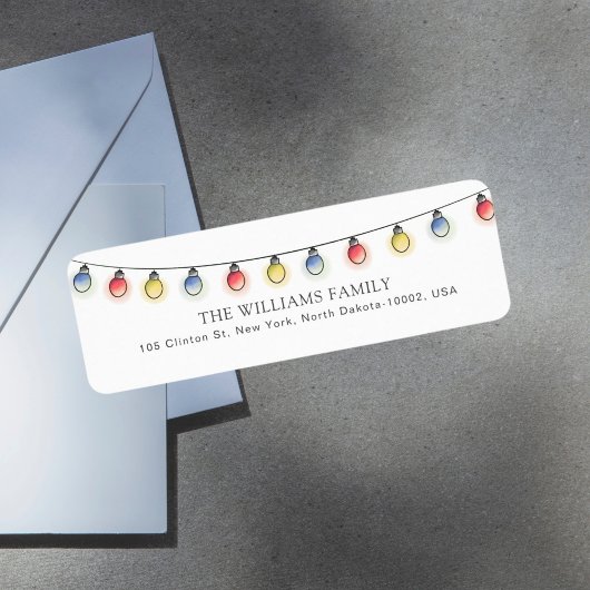 Kleurrijke Kerstverlichting Aangepaste Familienaam Etiket