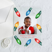 Kleurrijke kerstverlichting Acryl Vakantiefoto Acryl Uitnodigingen