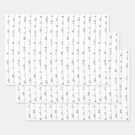 Kleurrijke kerstverlichting - inpakpapier vel (Set)