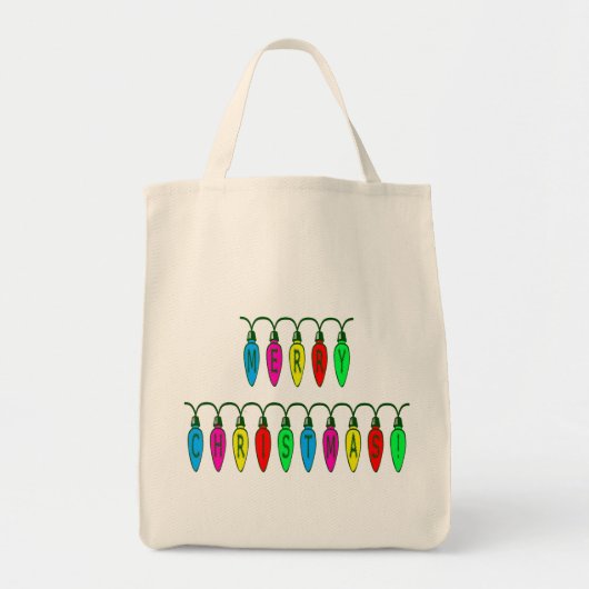 Kleurrijke kerstverlichting lettertype tote bag (Voorkant)