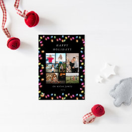 Kleurrijke Kerstverlichting Meerdere foto's Feestdagenkaart