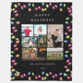 Kleurrijke Kerstverlichting Meerdere foto's Fleece Deken (Voorkant)