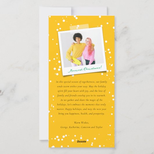 Kleurrijke kerstverlichting Merry & Bright Fun Fot Feestdagenkaart (Achterkant)