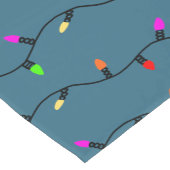 Kleurrijke kerstverlichting op blauw korte tafelloper (Hoek)