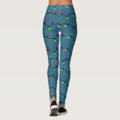 Kleurrijke kerstverlichting op blauw leggings (Achterkant)