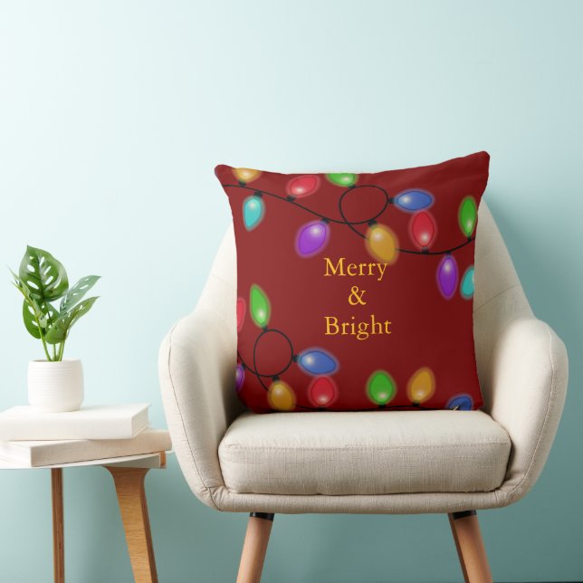 Kleurrijke Kerstverlichting Op Rood Kussen (Stoel)