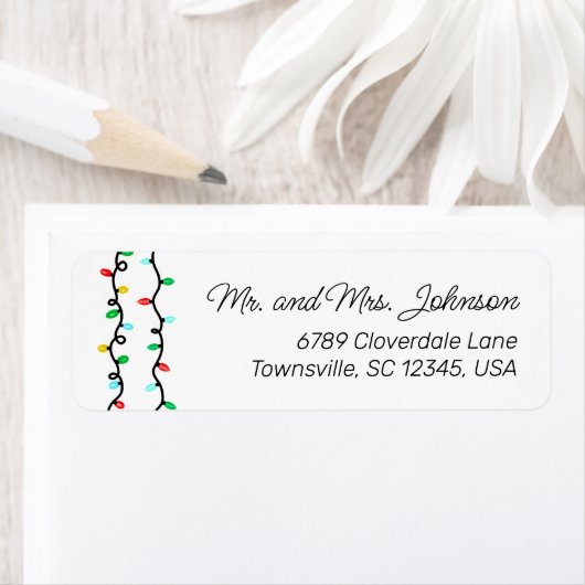 Kleurrijke Kerstverlichting Retouradres Etiket (Insitu)