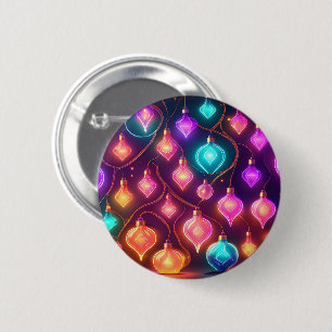 Kleurrijke Kerstverlichting Ronde Button 5,7 Cm