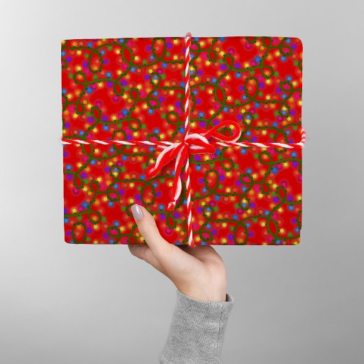 Kleurrijke Kerstverlichting Schattige Leuk Modern Cadeaupapier