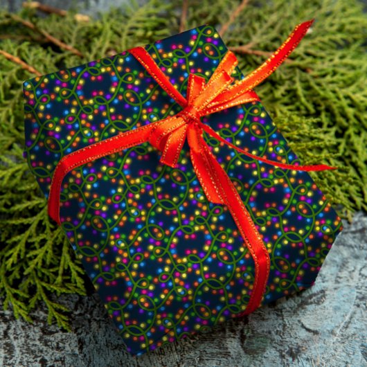 Kleurrijke Kerstverlichting Schattige Leuk Modern  Cadeaupapier