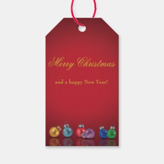 Kleurrijke kerstversiering cadeaulabel (Voorkant)