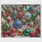 Kleurrijke Kerstversiering Cadeaupapier (Vlak)