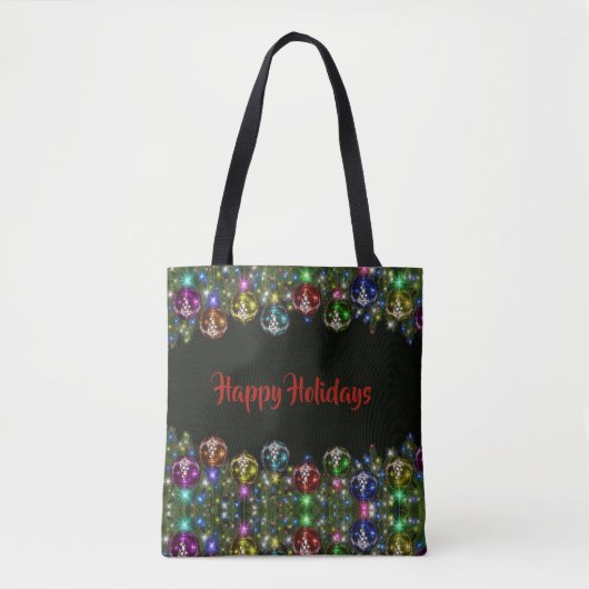 Kleurrijke kerstversiering Feestdagen zwart Tote Bag (Voorkant)