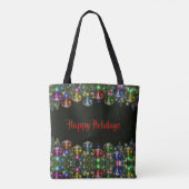 Kleurrijke kerstversiering Feestdagen zwart Tote Bag (Achterkant)