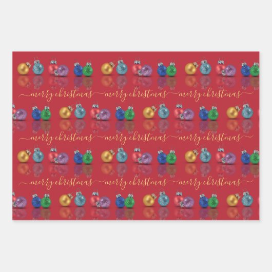 Kleurrijke kerstversiering inpakpapier vel (Voorkant 2)