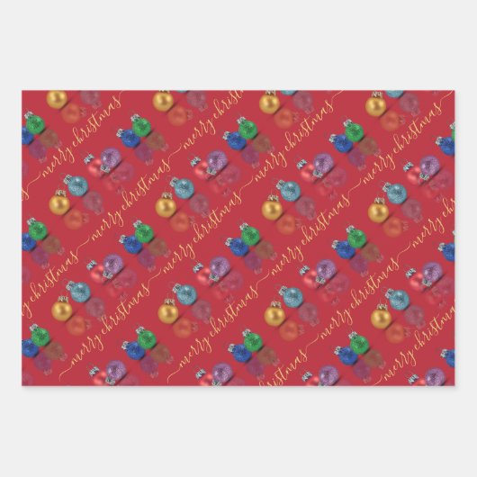 Kleurrijke kerstversiering inpakpapier vel (Voorkant 2)