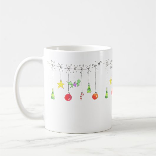Kleurrijke Kerstversiering Koffiemok (Links)