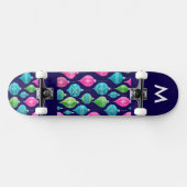Kleurrijke kerstversiering met monogram persoonlijk skateboard (Horizontaal)
