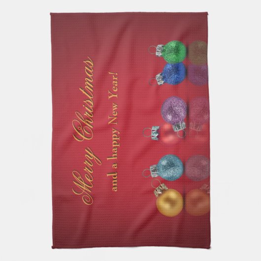 Kleurrijke kerstversiering theedoek (Verticaal)