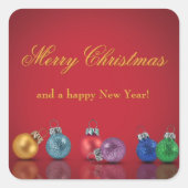 Kleurrijke kerstversiering vierkante sticker (Voorkant)