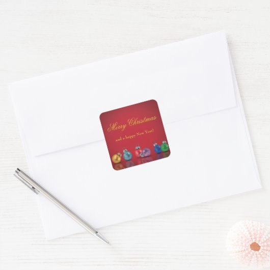 Kleurrijke kerstversiering vierkante sticker (Envelop)