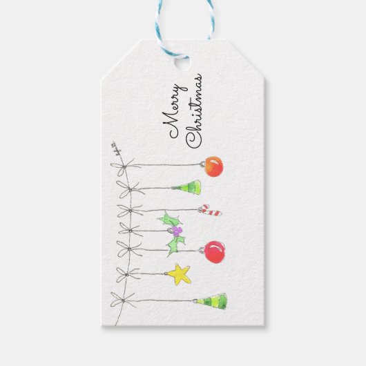 Kleurrijke Kerstversieringen Cadeaulabel (Voorkant)