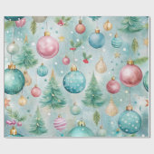 Kleurrijke kerstversieringen en bomen cadeaupapier (Vlak)