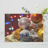 Kleurrijke Kerstversieringen Feestdagenkaart (Staand voorkant)