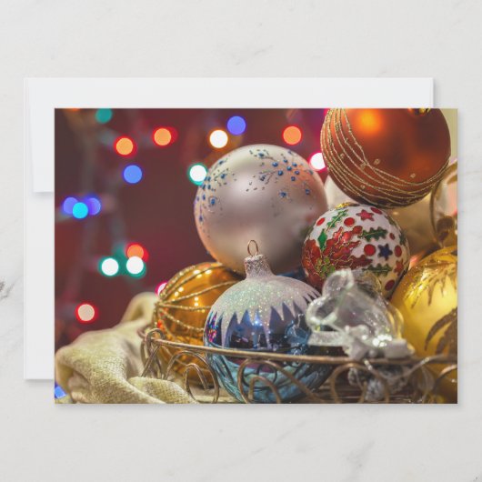Kleurrijke Kerstversieringen Feestdagenkaart (Voorkant)