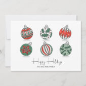 Kleurrijke kerstversieringen feestdagenkaart (Voorkant)