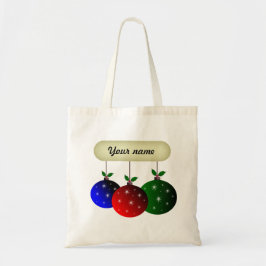 Kleurrijke kerstversieringen met sneeuwvlokken tote bag