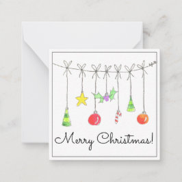 Kleurrijke Kerstversieringen Notitiekaartje