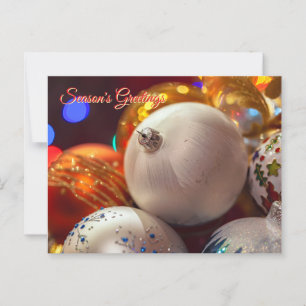 Kleurrijke kerstversieringen Seizoen Groeten Briefkaart