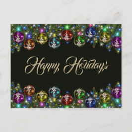 Kleurrijke kerstversieringen zwart briefkaart