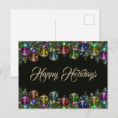 Kleurrijke kerstversieringen zwart briefkaart (Voorkant / Achterkant)