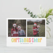 Kleurrijke Kerstvreugde Twee Foto Kerstmis Feestdagenkaart (Staand voorkant)