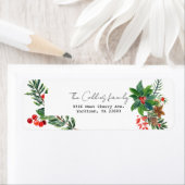 Kleurrijke kerstWaterverf Holly & Botanicals Etiket (Insitu)