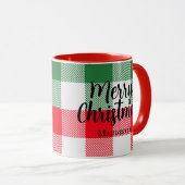 Kleurrijke kerstwitte groene rode buffelplaat mok (Voorkant rechts)