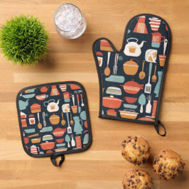 Kleurrijke Keuken Gereedschap en Accessoires Ovenwant & Pannenlap Set