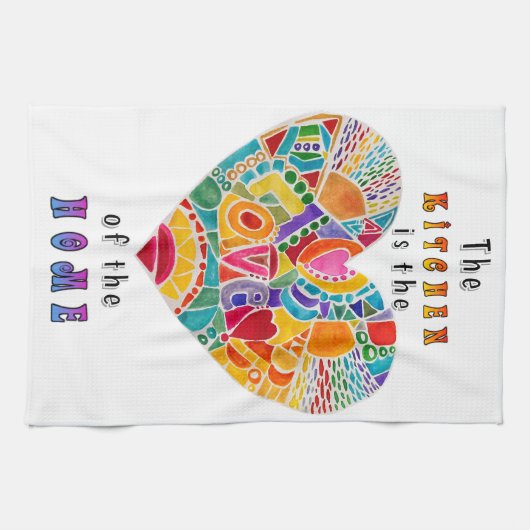 Kleurrijke keuken is het hart van het huis theedoek (Horizontaal)